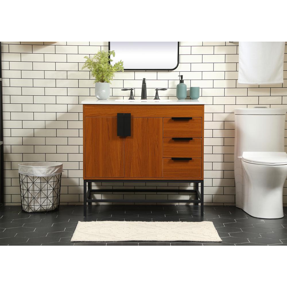 36 inch Single bathroom vanity in teak. Picture 14