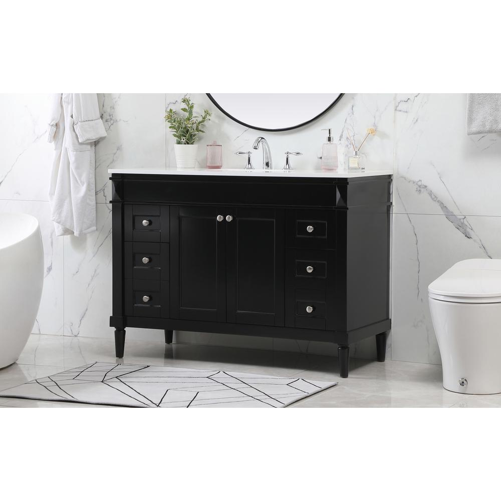 48 inch Single bathroom vanity in black. Picture 2