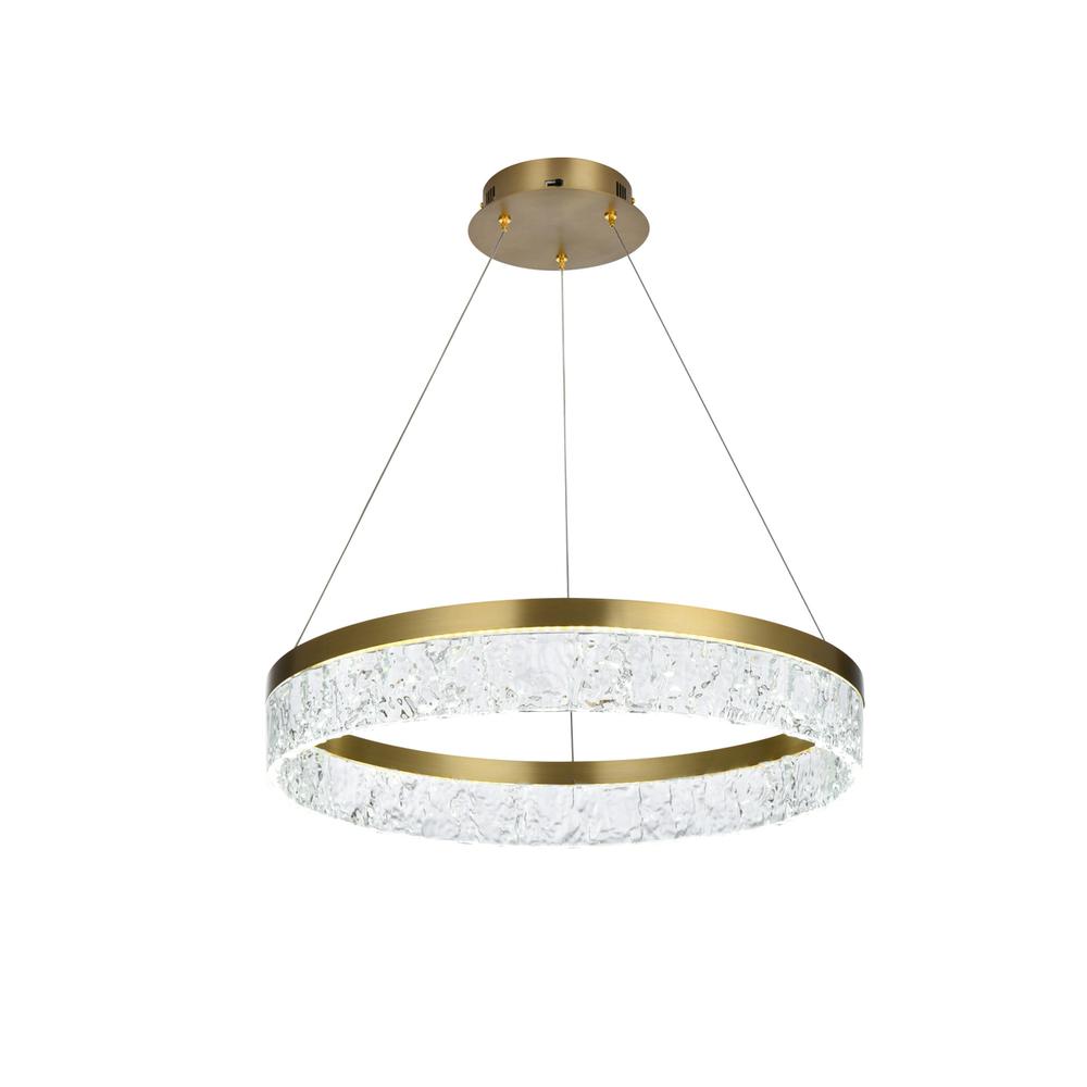 Linden 22 inch Adjustable LED chandelier in Satin Gold. Picture 3