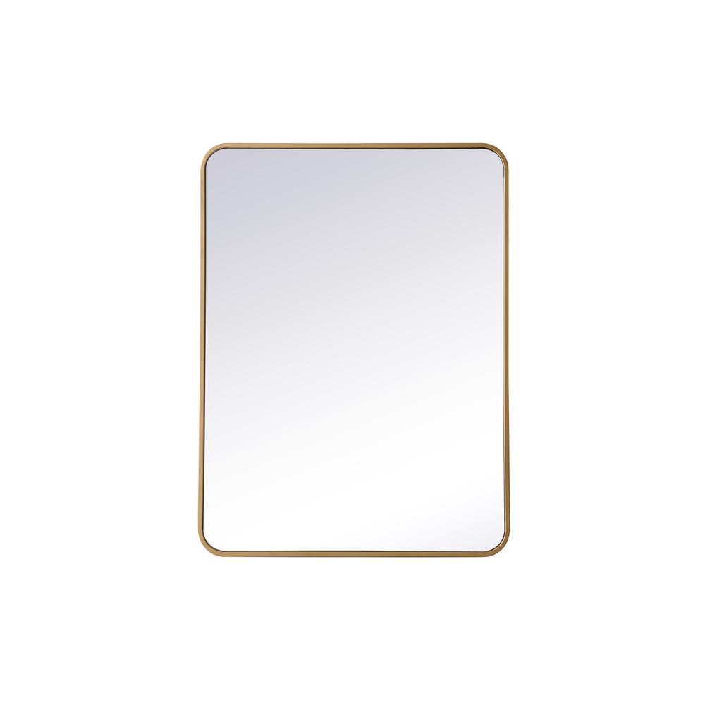 Soft corner metal rectangular mirror 27x36 inch in Brass. Picture 6