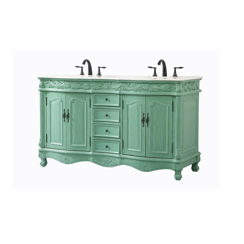 60 inch double bathroom vanity in vintage mint. Picture 7