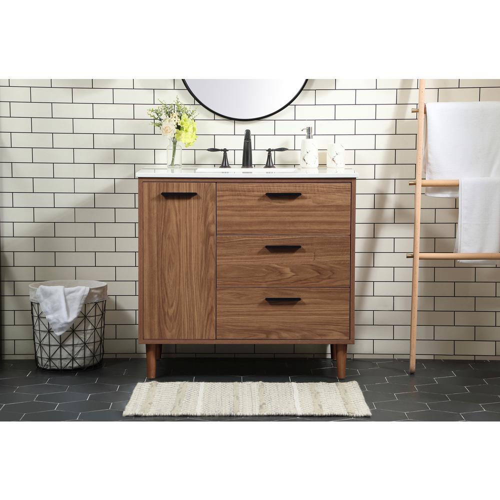 36 inch Single bathroom vanity in walnut brown. Picture 14