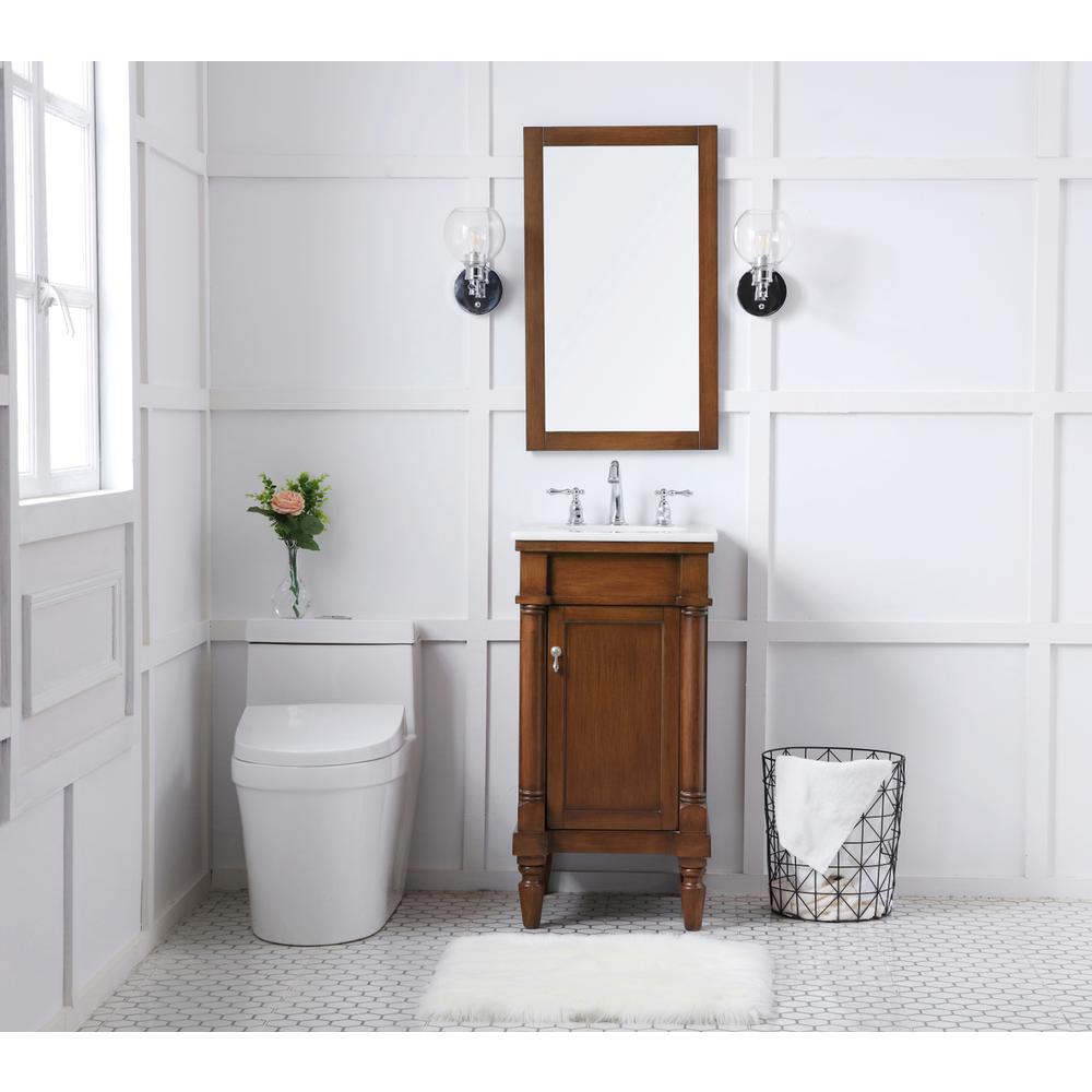 18 inch Single Bathroom vanity in walnut  with ivory white engineered marble. Picture 7