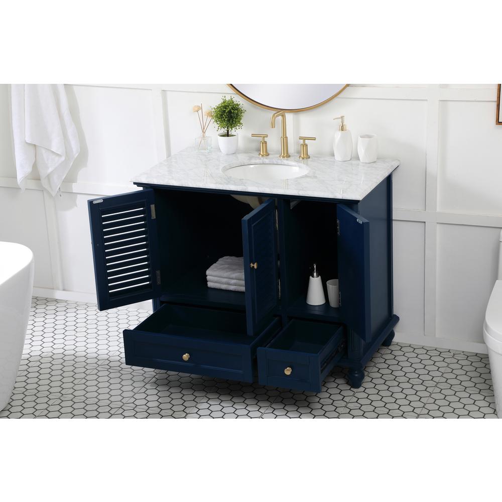 42 inch Single bathroom vanity in blue. Picture 3