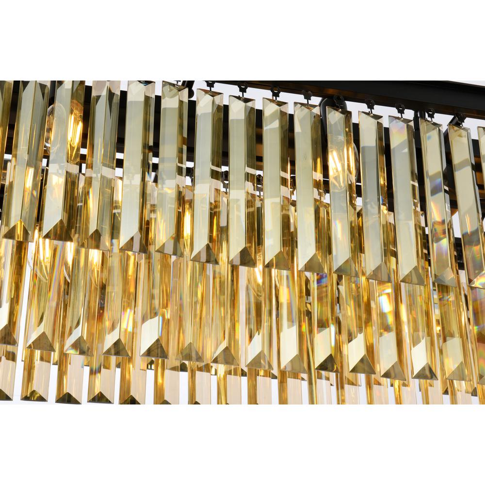 Sydney 12 light Matte Black Chandelier Golden Teak (Smoky) Royal Cut Crystal. Picture 3