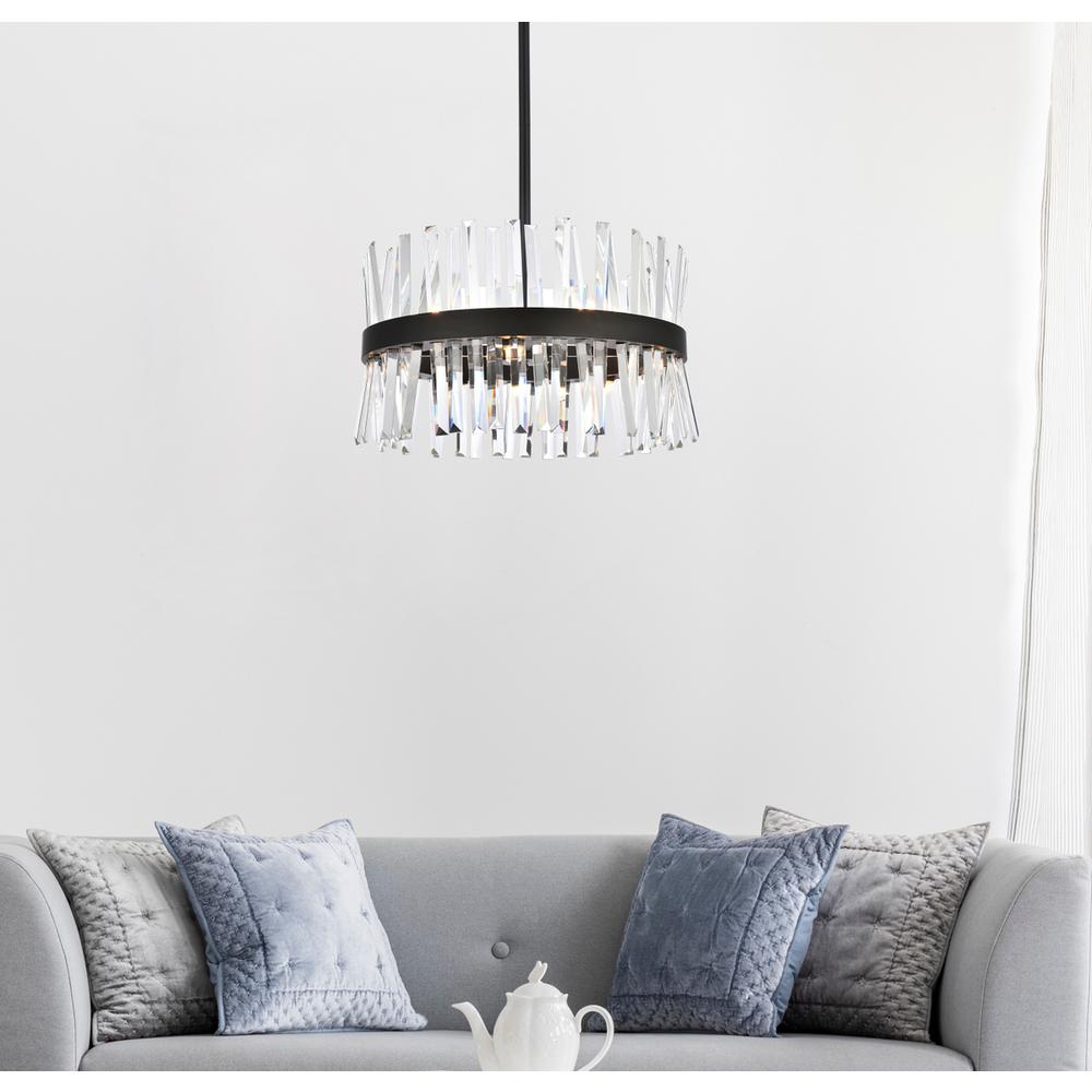 Serephina 20 inch crystal round pendant light in black. Picture 7