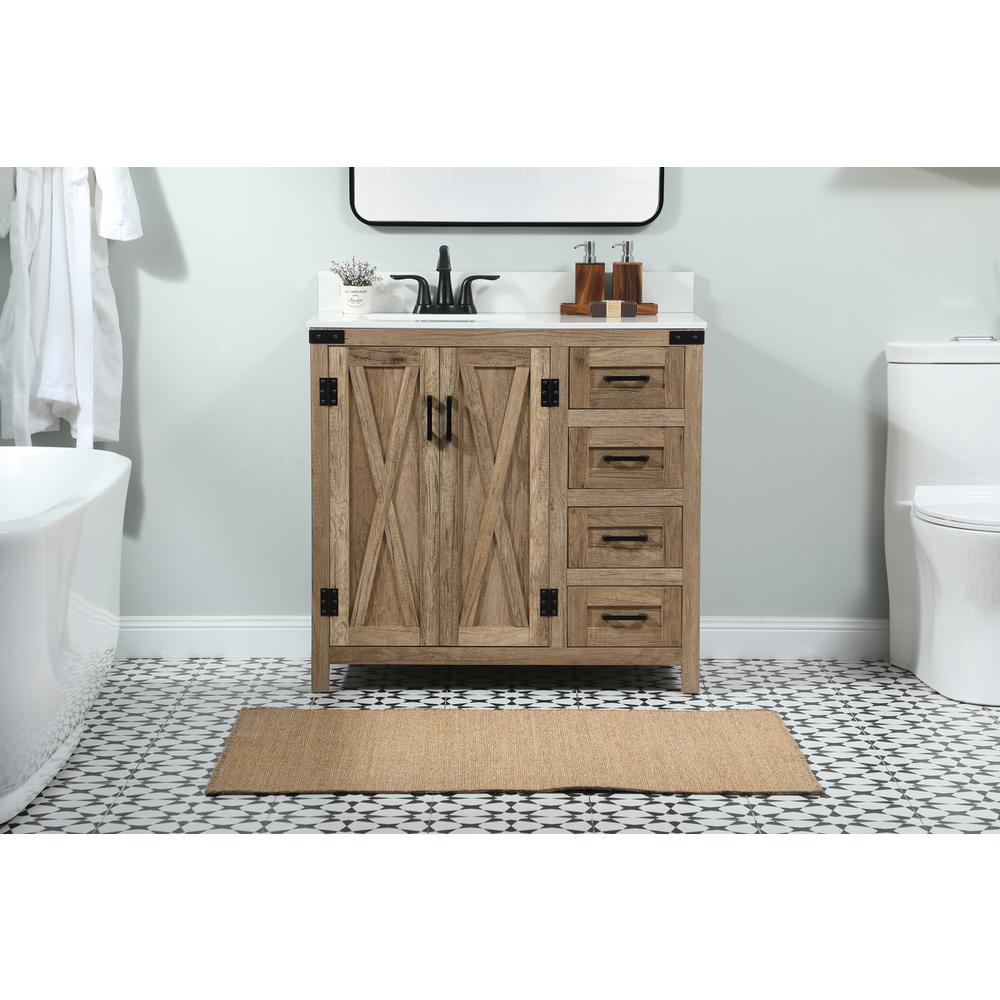 36 inch Single bathroom vanity in natural oak with backsplash. Picture 14