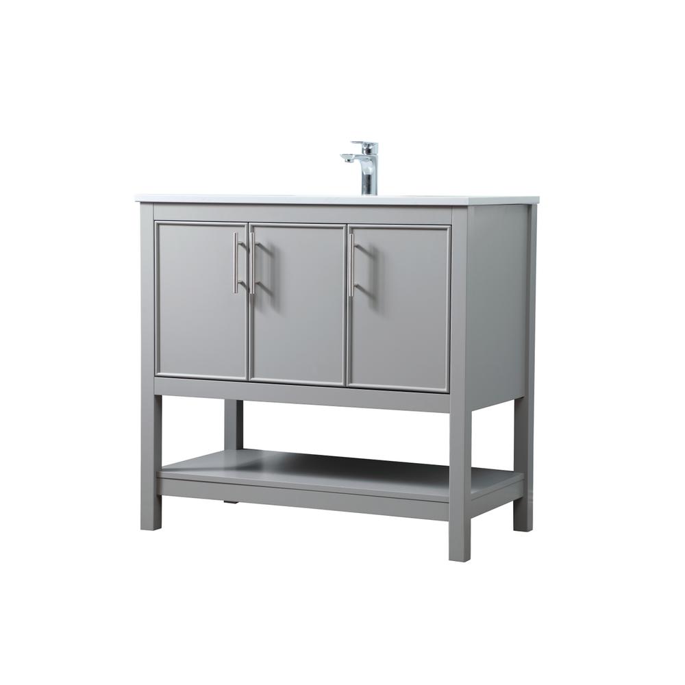 36 Inch SIngle Bathroom Vanity In Grey. Picture 7