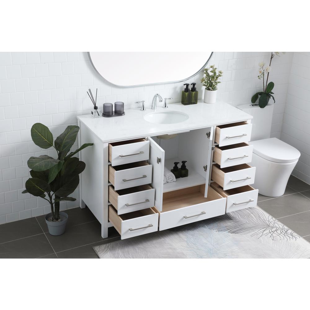 54 Inch SIngle Bathroom Vanity In White. Picture 3