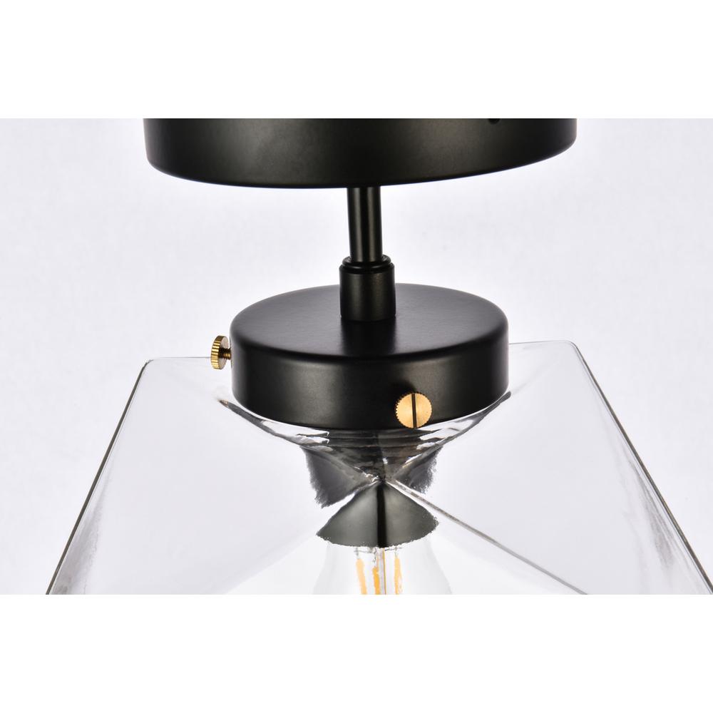 Lawrence 1 light black and clear glass flush mount. Picture 3