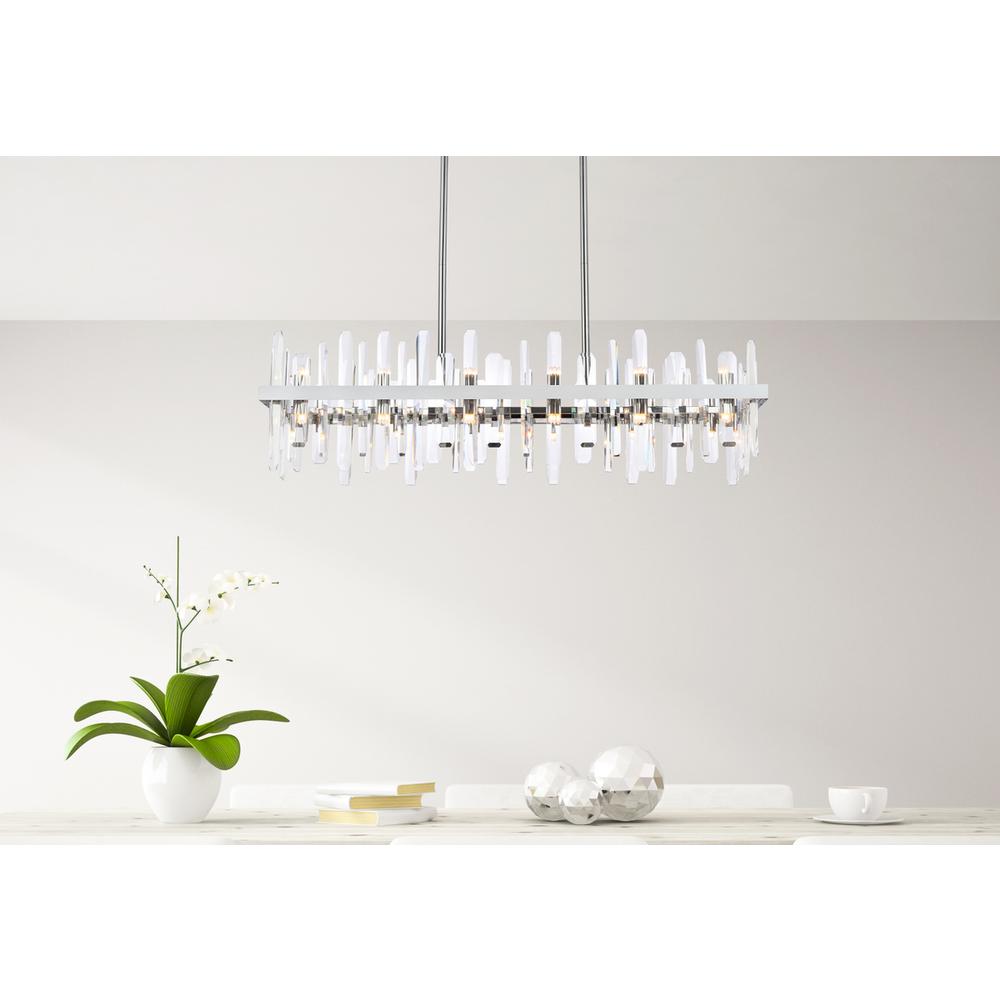 Serena 42 inch crystal rectangle chandelier in chrome. Picture 8