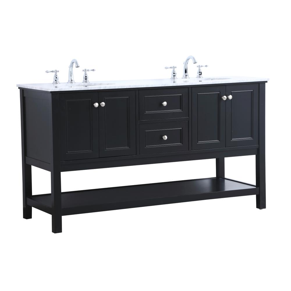 60 in. double sink bathroom vanity set in Black. Picture 12