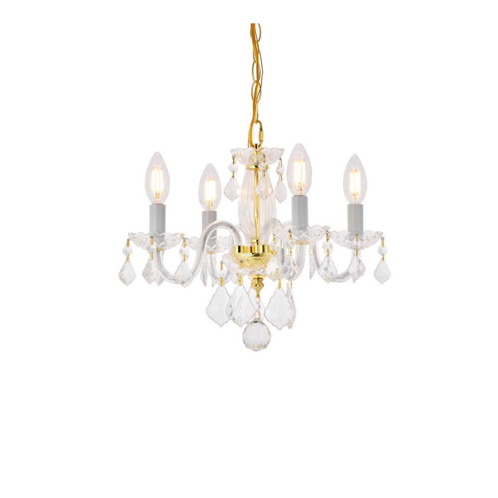 Rococo 4 light Gold Pendant Clear Royal Cut Crystal. Picture 2