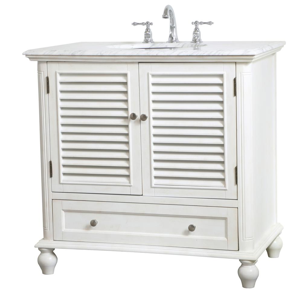 36 inch Single Bathroom Vanity in Antique White. Picture 6