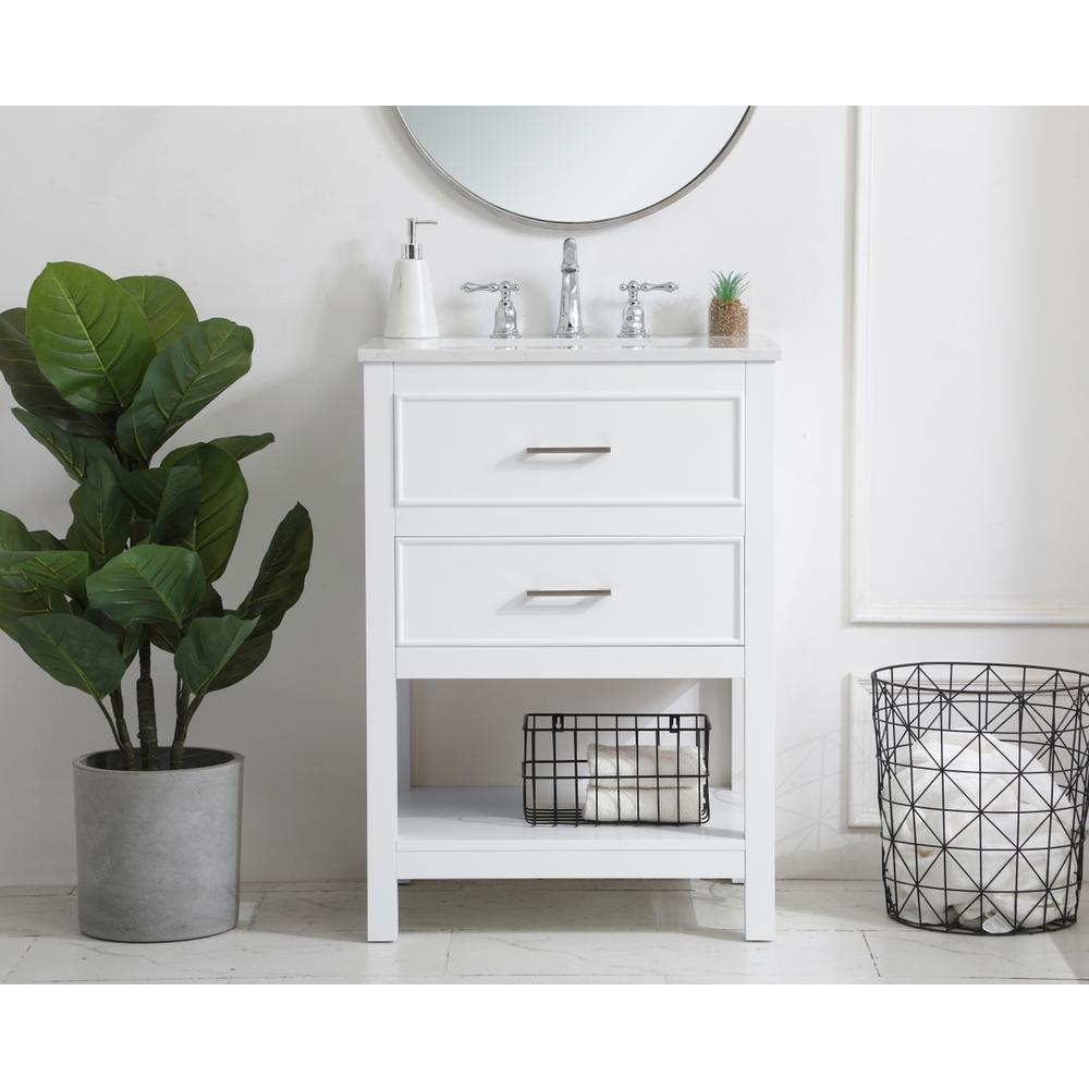 24 inch Single Bathroom Vanity in White. Picture 14