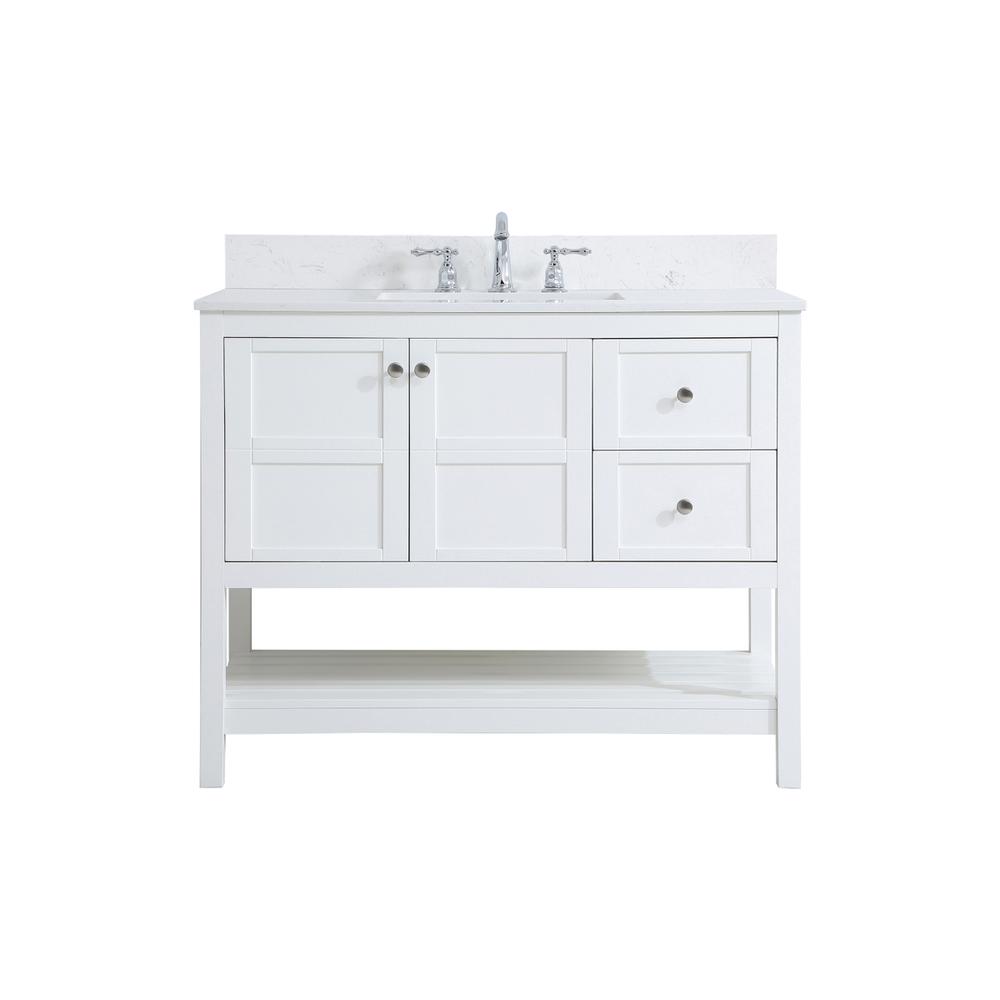 42 inch Single Bathroom Vanity in White with Backsplash. Picture 1