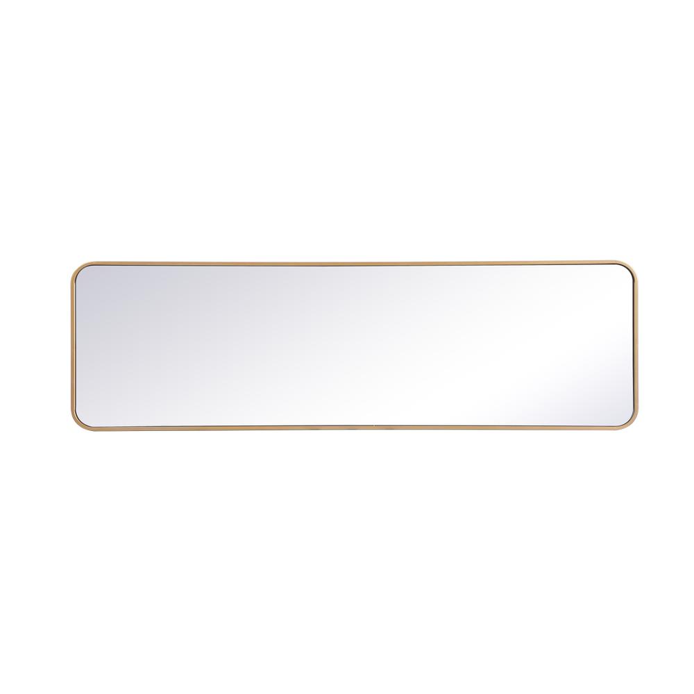 Soft corner metal rectangular mirror 18x60 inch in Brass. Picture 6