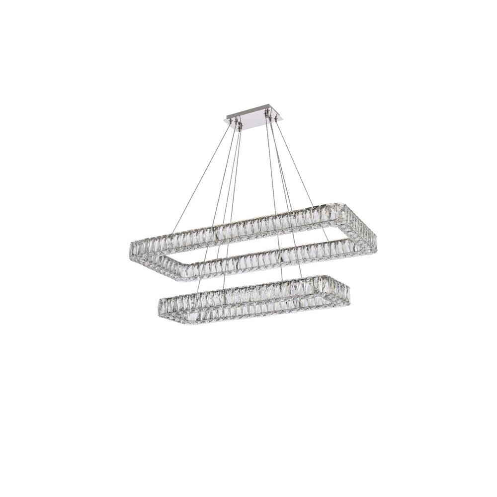 Monroe 42 inch LED double rectangle pendant in chrome. Picture 6