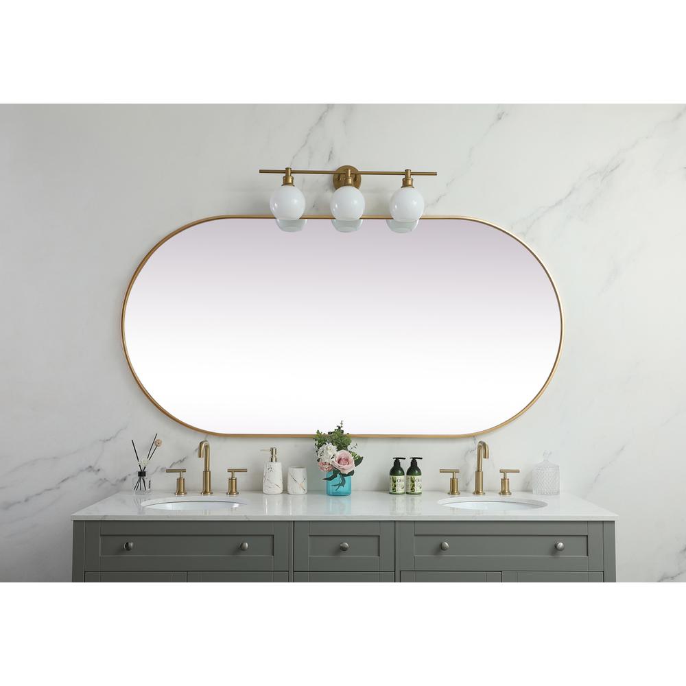 Metal Frame Oval Mirror 36x72 Inch in Brass. Picture 3