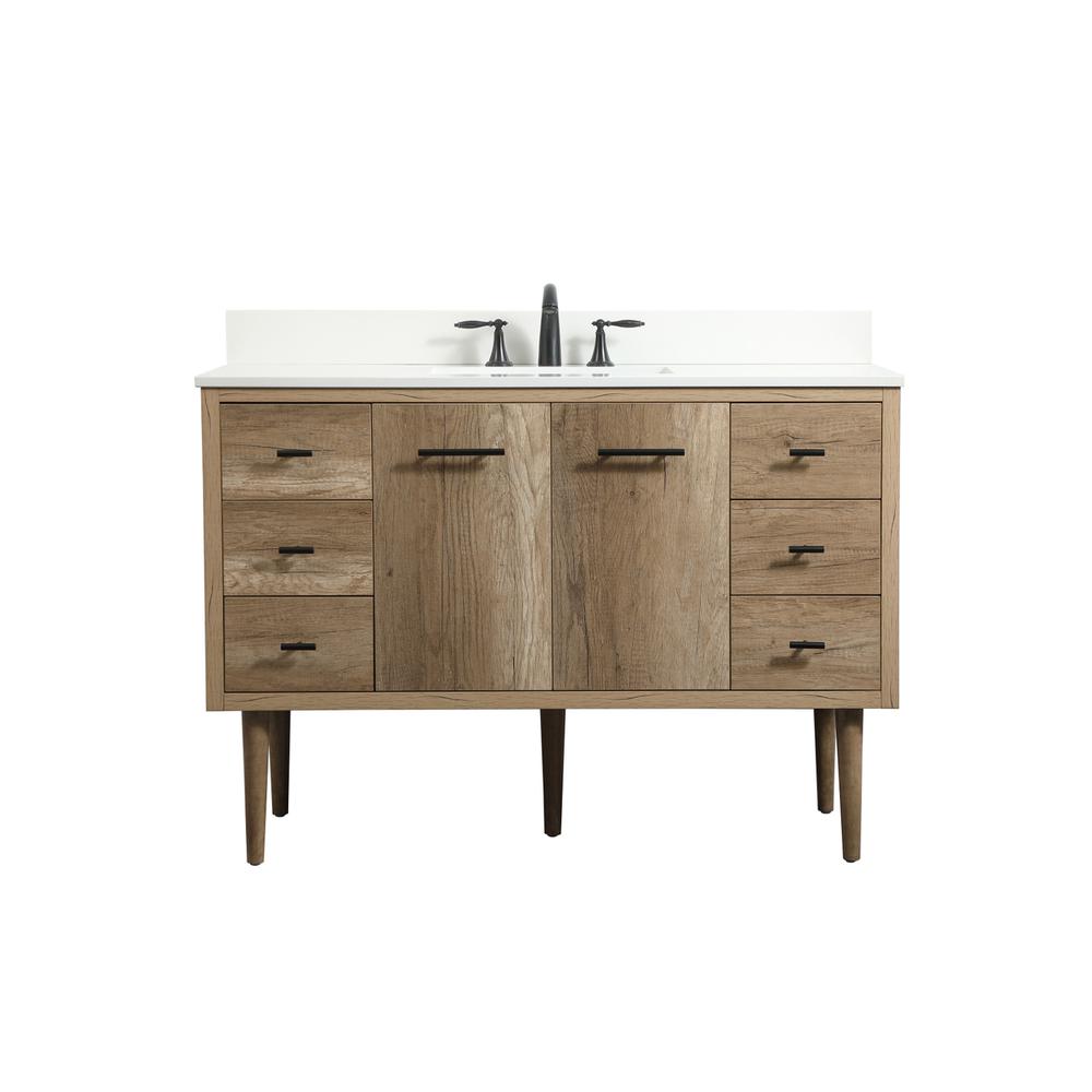 48 inch Single bathroom vanity in natural oak with backsplash. Picture 1