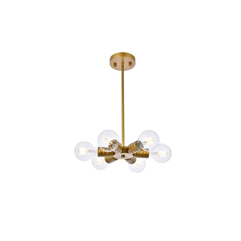 Reyes 6 Lights Brass Pendant. Picture 1