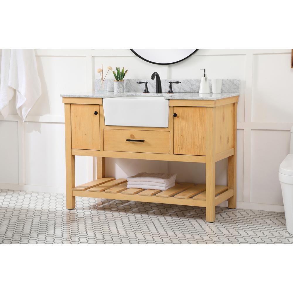 48 inch Single bathroom vanity in natural wood with backsplash. Picture 2