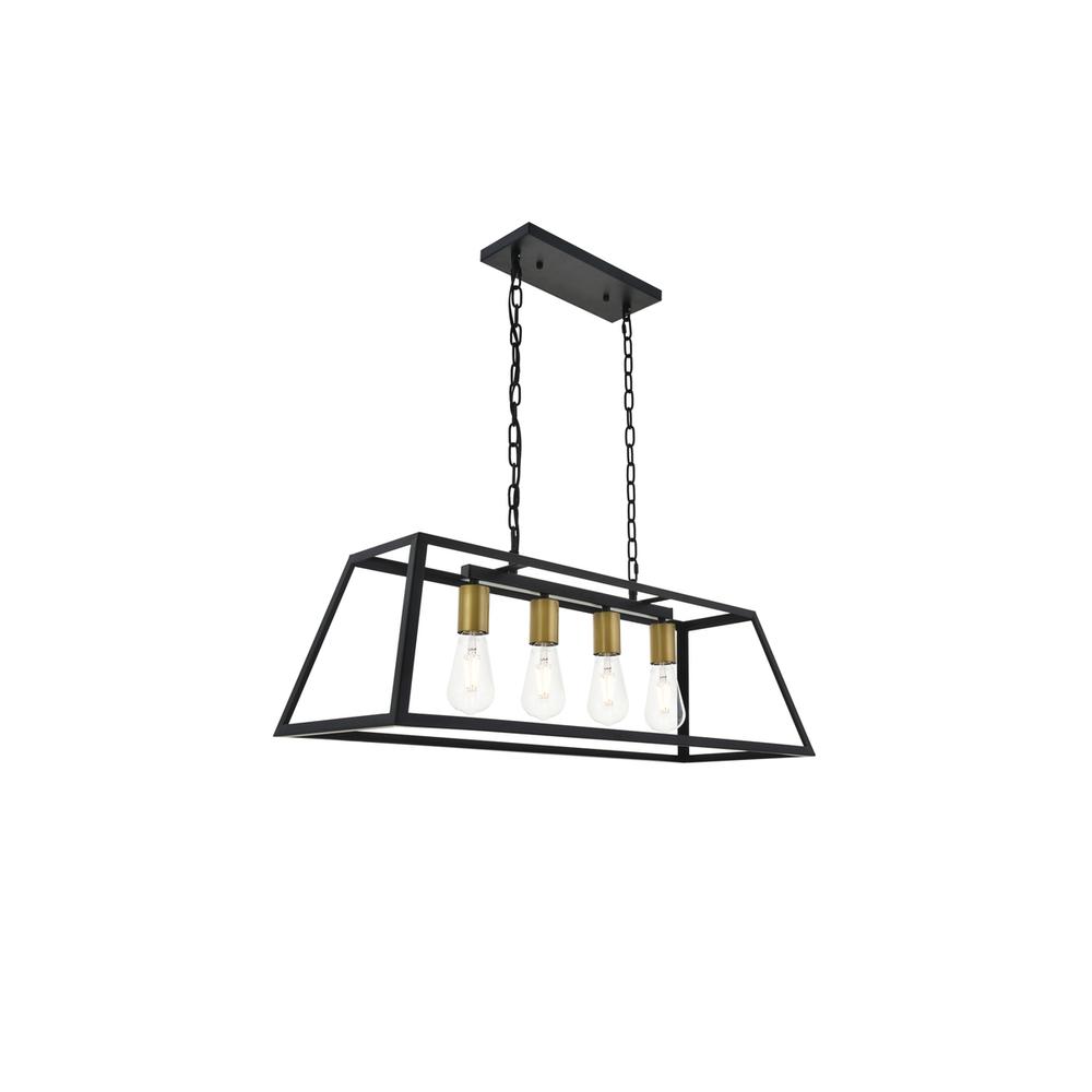 Resolute 4 light brass and black Pendant. Picture 6