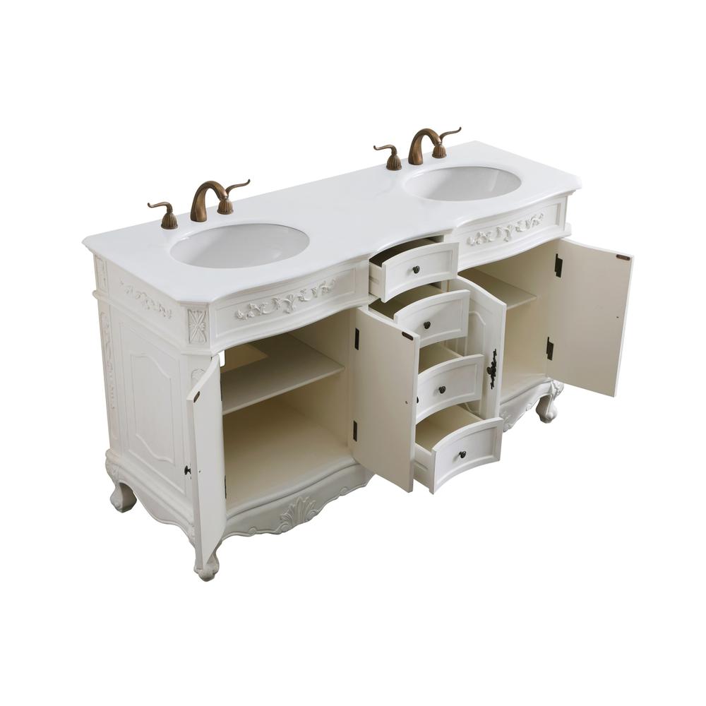 60 inch Double Bathroom vanity in antique white. Picture 12
