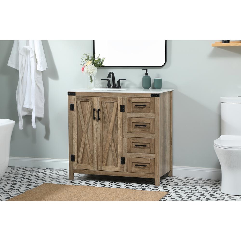 36 inch Single bathroom vanity in natural oak. Picture 2