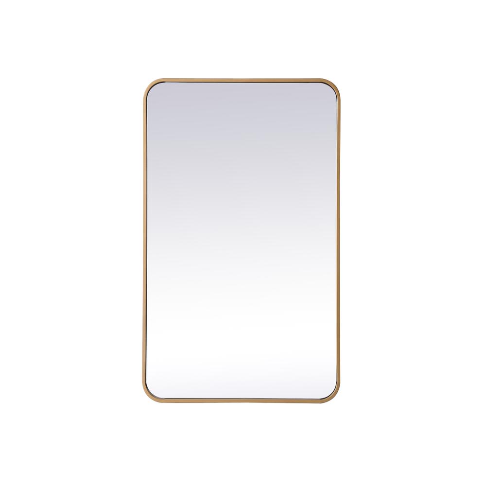 Soft corner metal rectangular mirror 22x36 inch in Brass. Picture 5