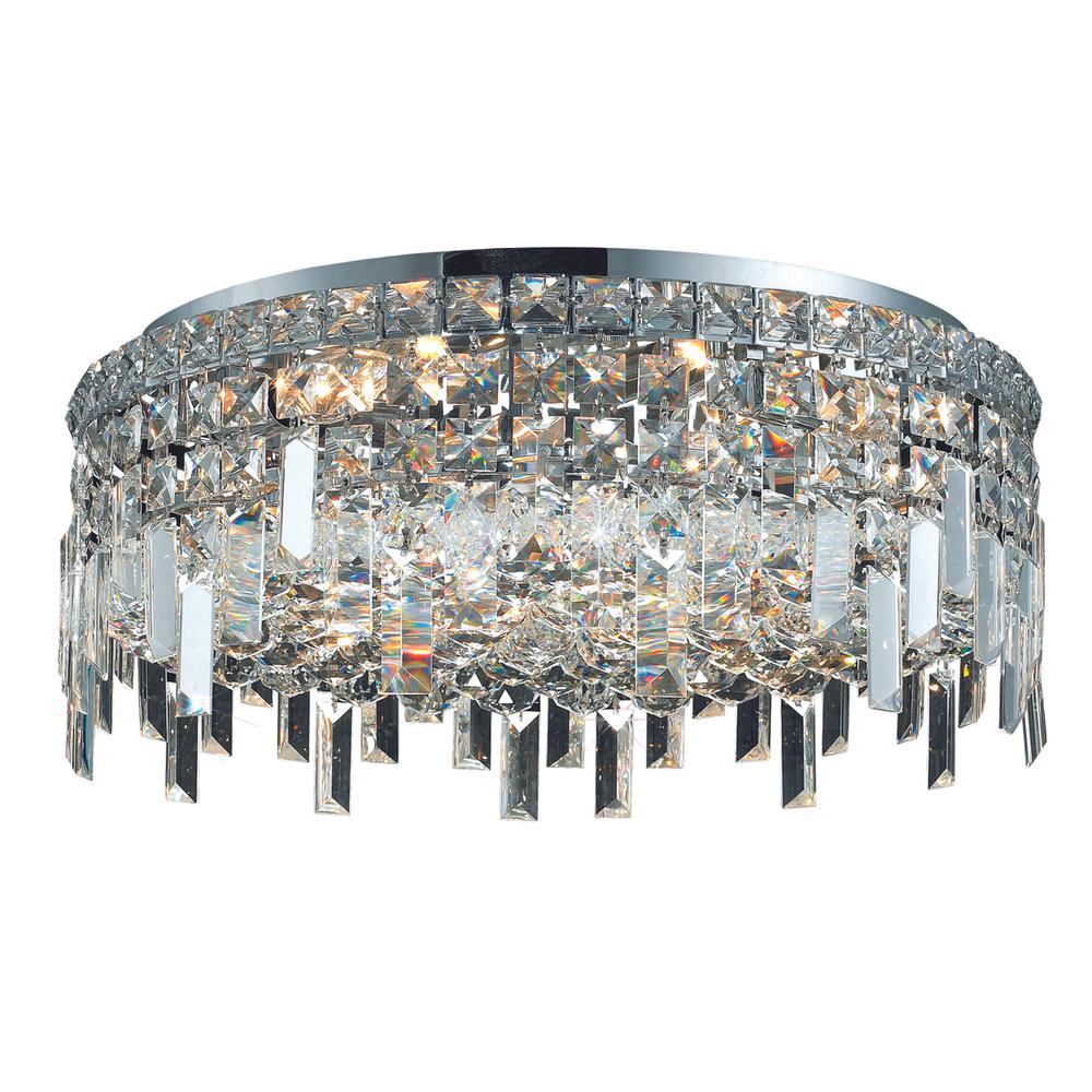 Maxime 6 light Chrome Flush Mount Clear Royal Cut Crystal. Picture 1