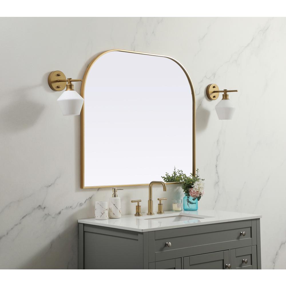 Metal Frame Arch Mirror 40x34 Inch in Brass. Picture 2