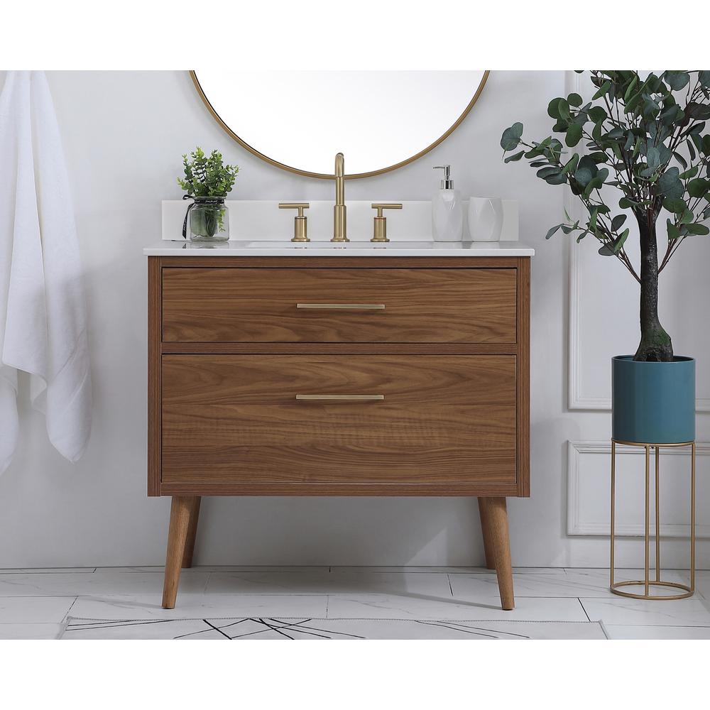 36 inch bathroom Vanity in Walnut Brown with Backsplash. Picture 14