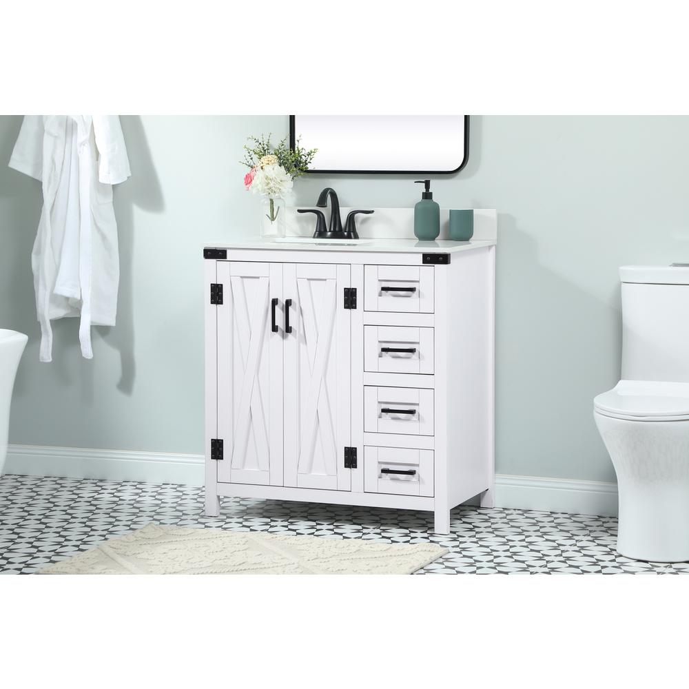 32 inch Single bathroom vanity in white with backsplash. Picture 2