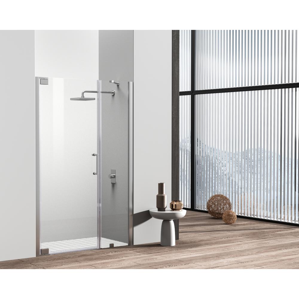 Semi-frameless hinged shower door 48 x 72 Polished Chrome. Picture 11