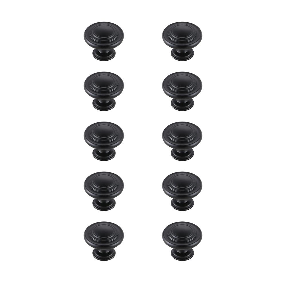 Minu 1.3" Diameter Matte Black Mushroom Knob Multipack (Set of 10). Picture 1