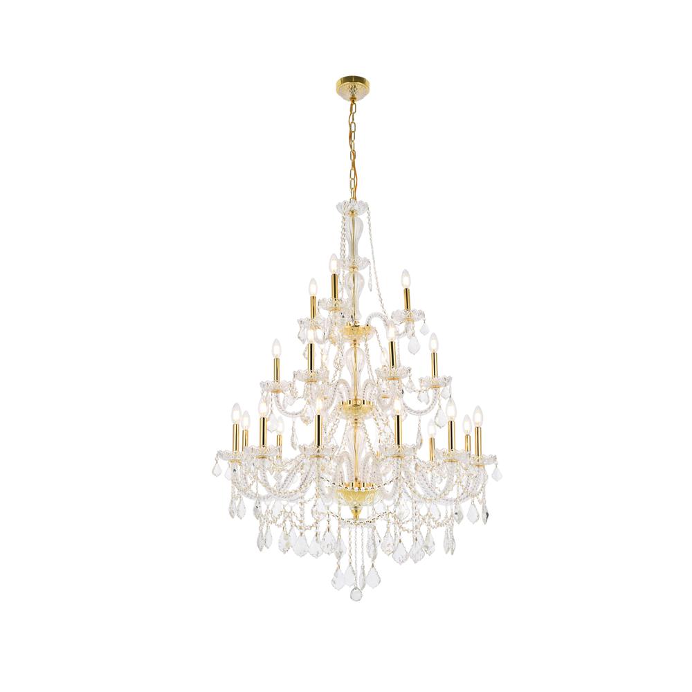 Giselle 21 light Gold Chandelier Clear Royal Cut Crystal. Picture 1