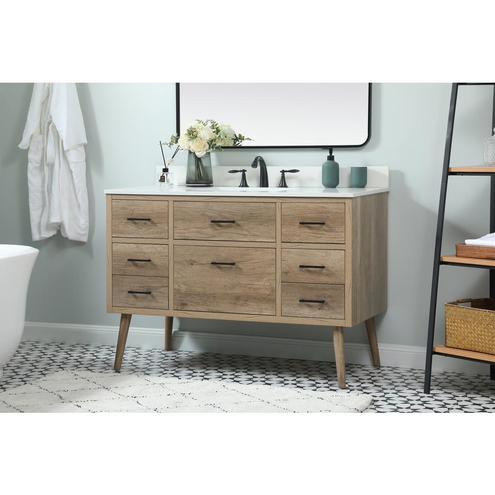 48 inch Single bathroom vanity in natural oak with backsplash. Picture 2
