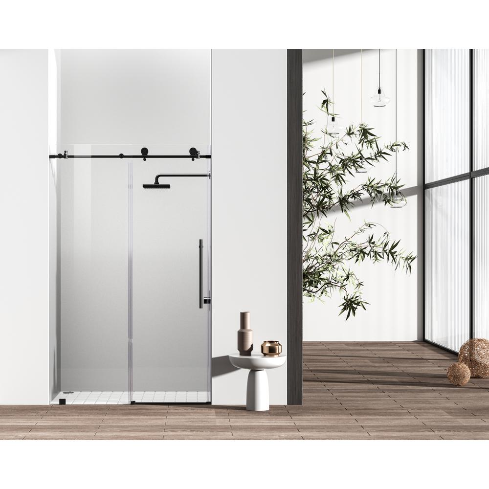 Frameless shower door 48 x 76 Matte Black. Picture 1