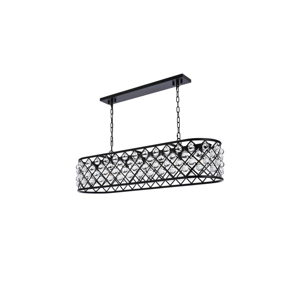 Madison 7 light Matte Black Chandelier Clear Royal Cut Crystal. Picture 6