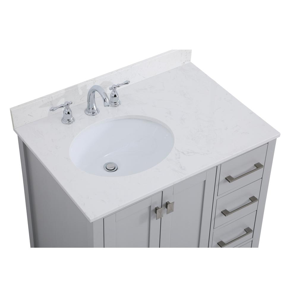 32 inch Single Bathroom Vanity in Gray with Backsplash. Picture 10