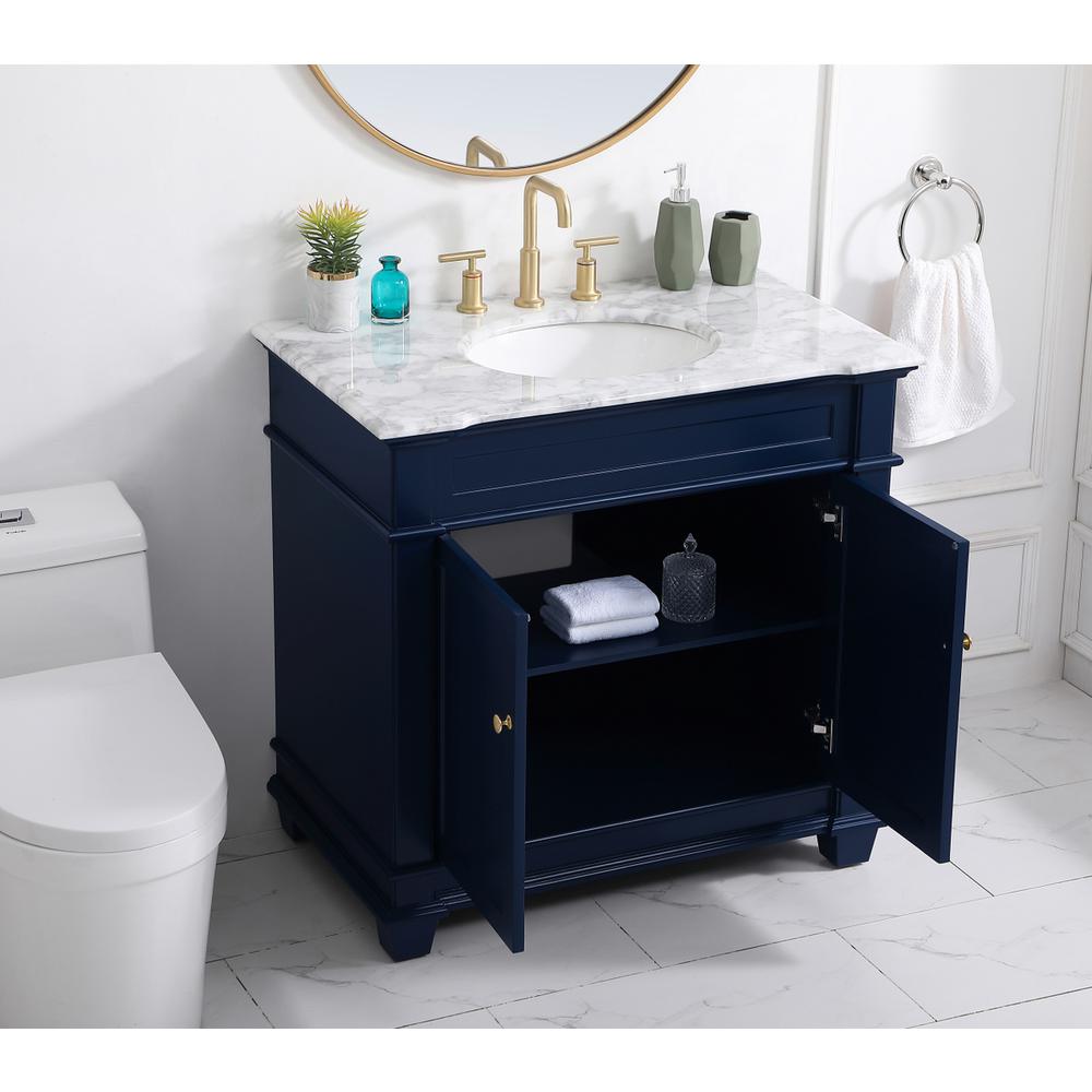 36 inch Single Bathroom Vanity set in Blue. Picture 3