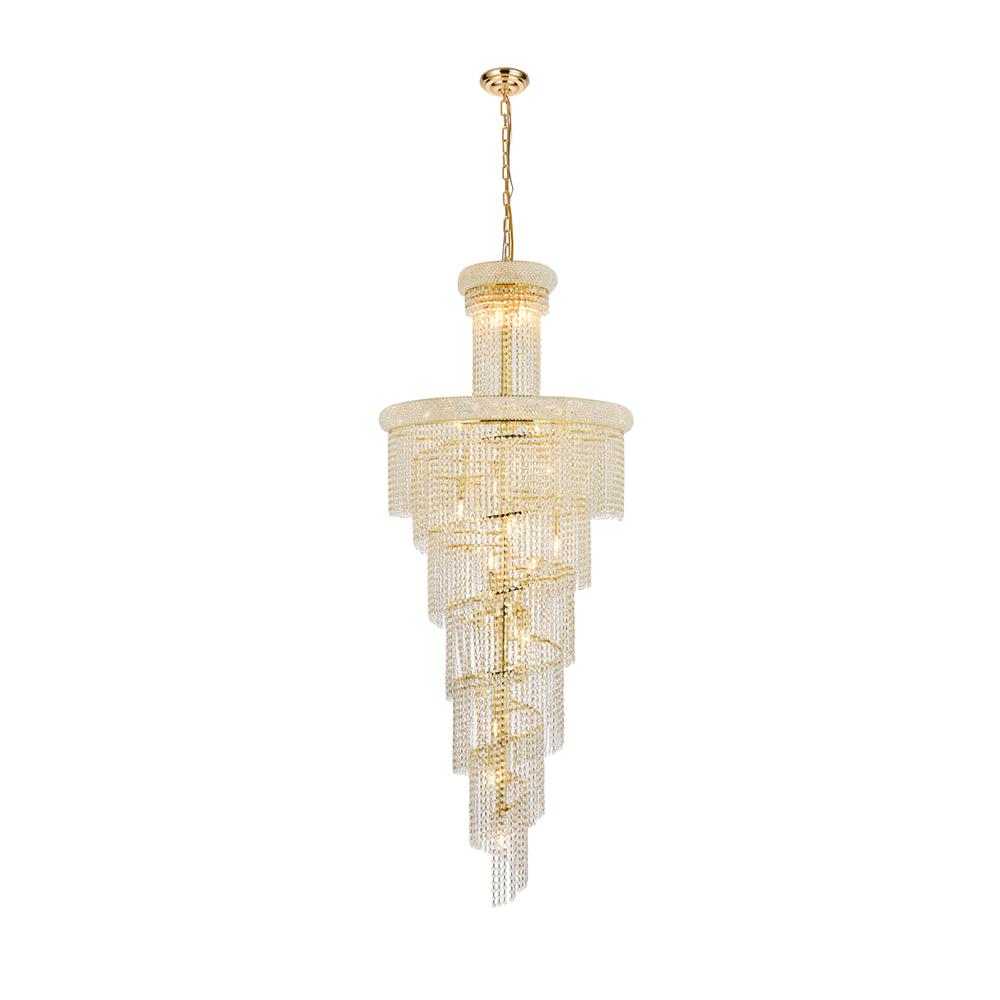 Spiral 28 light Gold Chandelier Clear Royal Cut Crystal. Picture 1