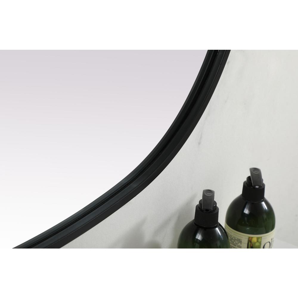 Metal Frame Oval Mirror 30x36 Inch in Black. Picture 6