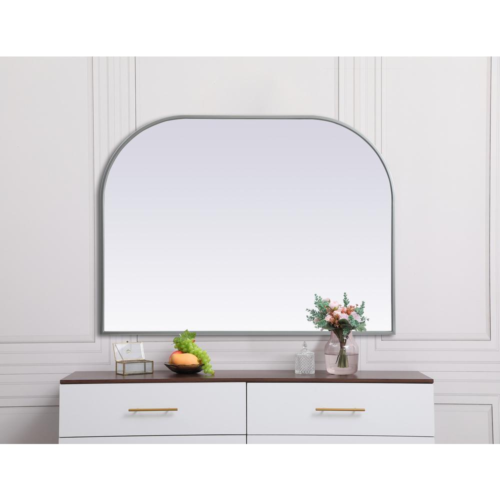 Metal Frame Arch Mirror 40x30 Inch in Silver. Picture 3
