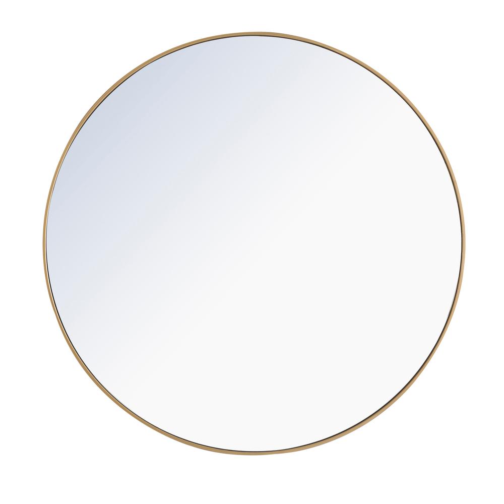 Metal frame Round Mirror 48 inch Brass finish. Picture 1