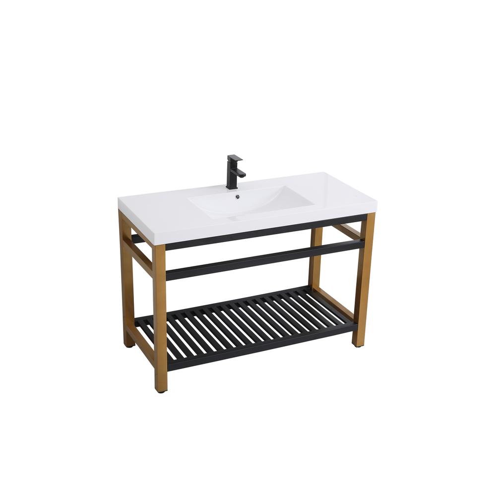 48 inch Single Bathroom Metal Vanity in Golden Black. Picture 7