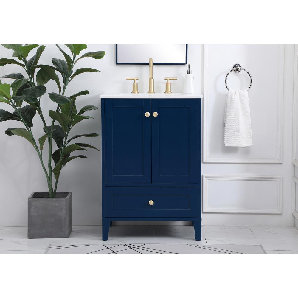 24 inch Single Bathroom Vanity in Blue. Picture 14