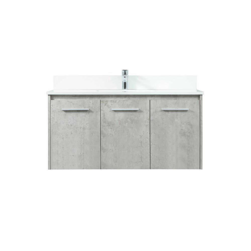 40 Inch Single Bathroom Vanity In Concrete Grey With Backsplash. Picture 1