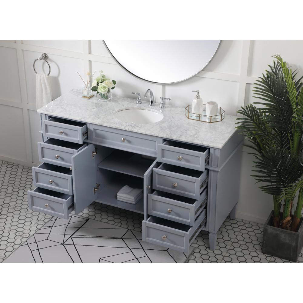 60 inch Single bathroom vanity in grey. Picture 3